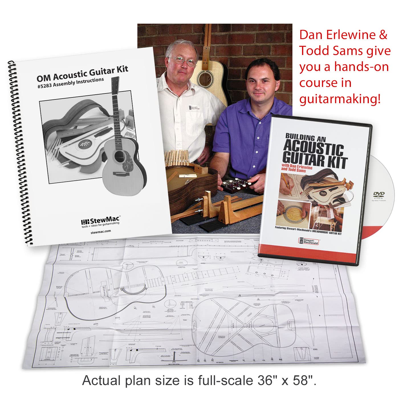 StewMac Build Your Own 1933 OM Acoustic Guitar Kit with Indian Rosewood Back & Sides, Sitka Top, Bolt-on Neck - Image 3